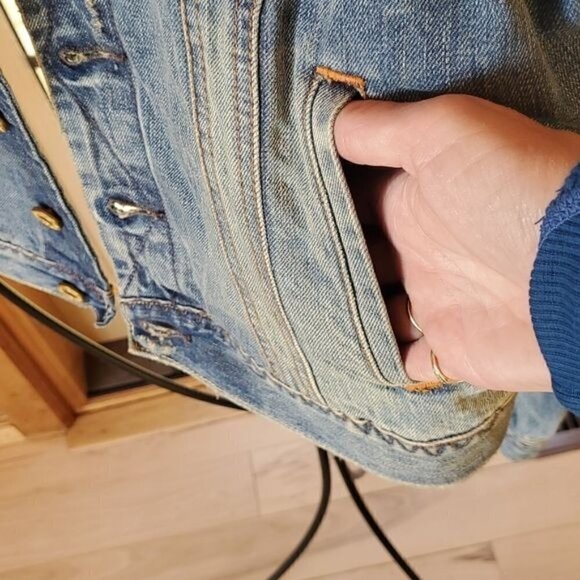 Ralph Lauren Black Label Polo Jeans Original Distress Slv Blue Sz L Jean Jacket - Picture 4 of 16